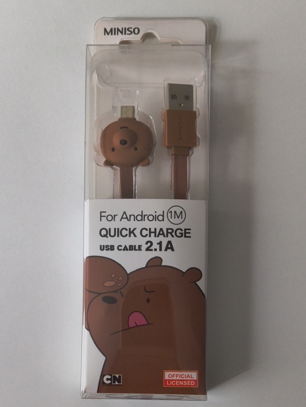Bear-Themed Quick Charge USB Cable 2.1A for Older Android Devices - 1M